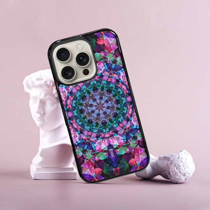 iPhone 16 Pro Case — Crystal Mandala Art Seamless Pattern Vibrant, Custom Designed Case Cover