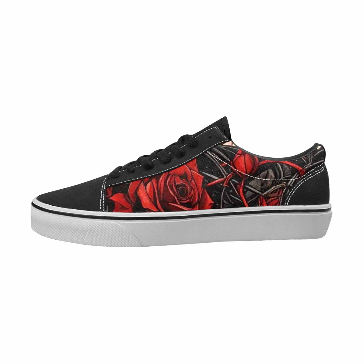 WOMEN'S Barbed Wire Black & Red Ink Canvas Artist-designed Kaleidoscope All Over Print Shoes