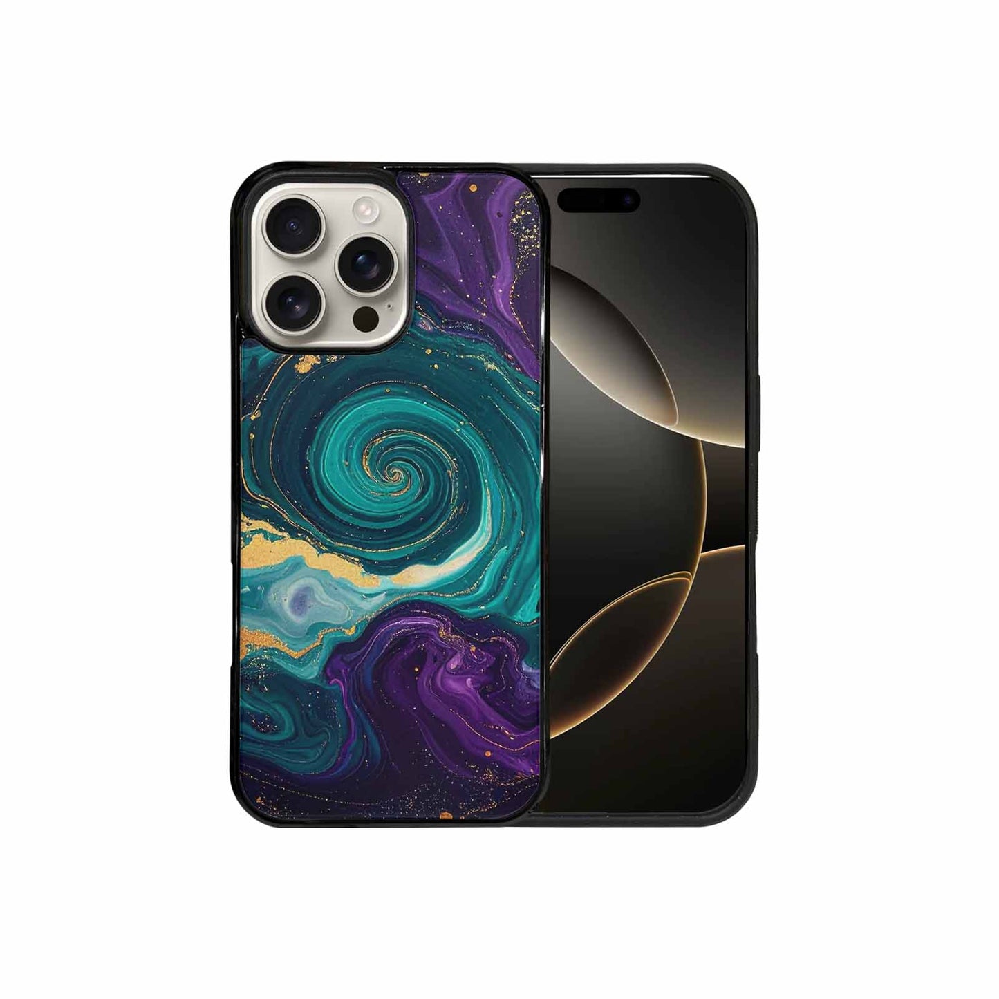 iPhone 16 Pro Max Case — Marbled Swirl Texture Blended With Galaxy, Custom Designed Case Cover