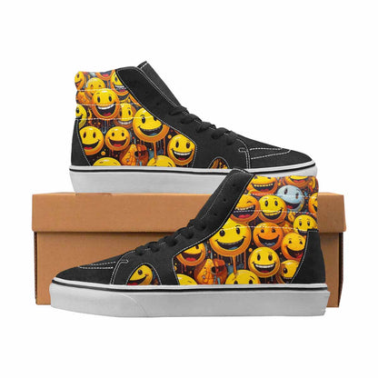 WOMEN'S Smiley Face Yellow High Top Canvas Unique Print Aesthetic Custom Canvas Shoes