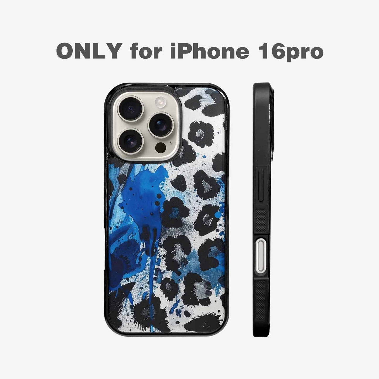 iPhone 16 Pro Case — Animal Print Black Blue Ink Animal, Customized Protective Case