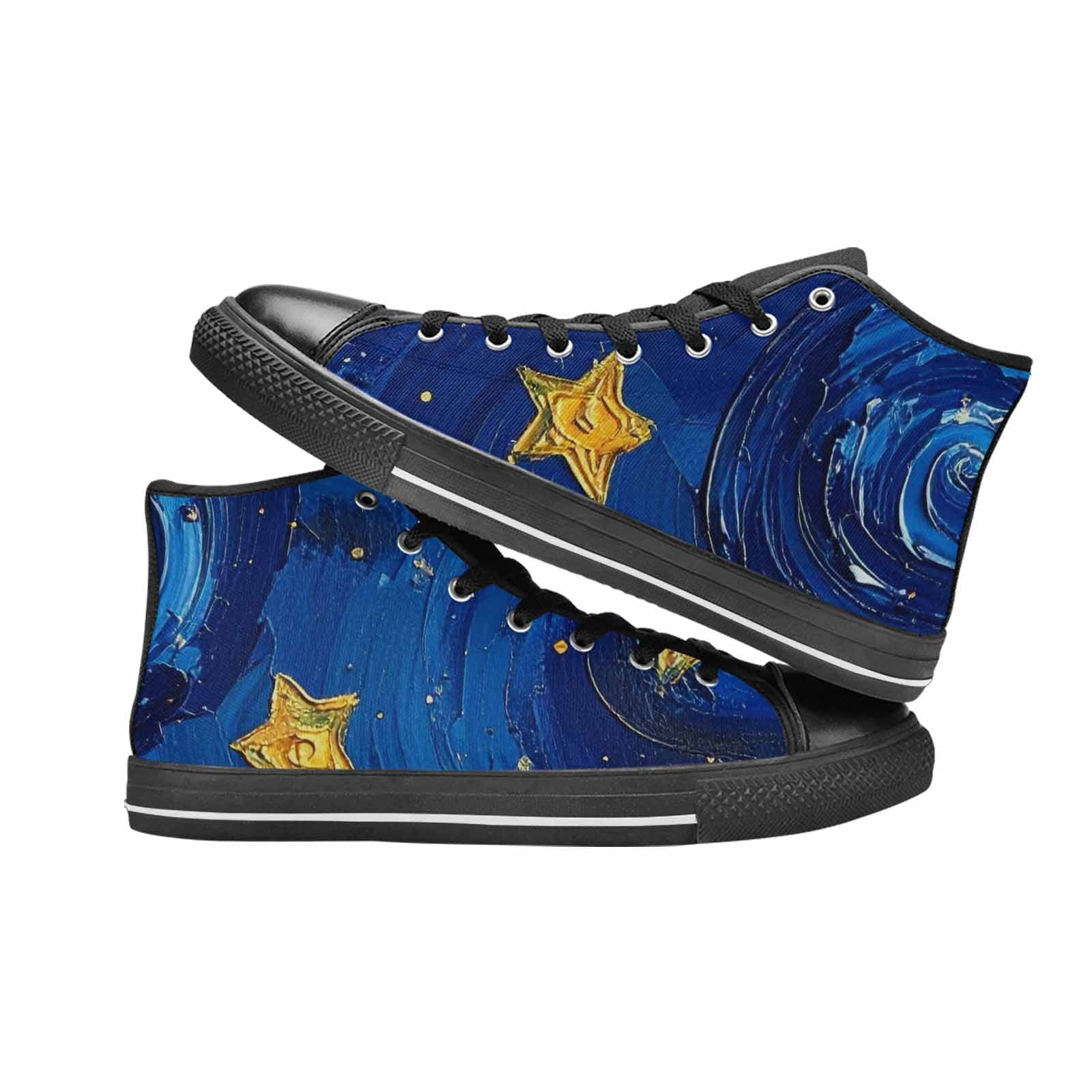 MEN'S Starry Night Galaxy High Top Canvas Surreal Custom Sneakers