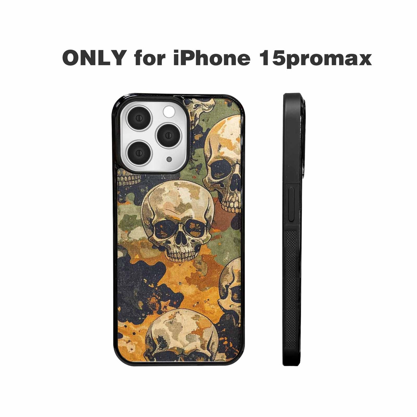 iPhone 15 Pro Max Case — Military Camo Skull Custom, Personalized Phone Case