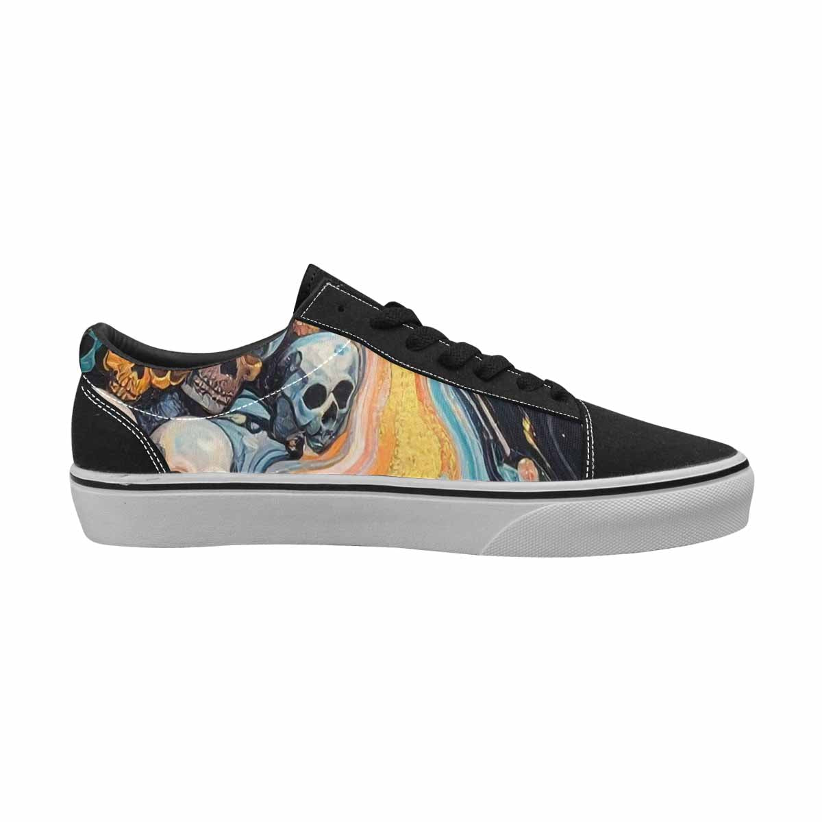 WOMEN'S Skulls  Marble Skulls Lace-Up Canvas Wallpaper Art Sneakers