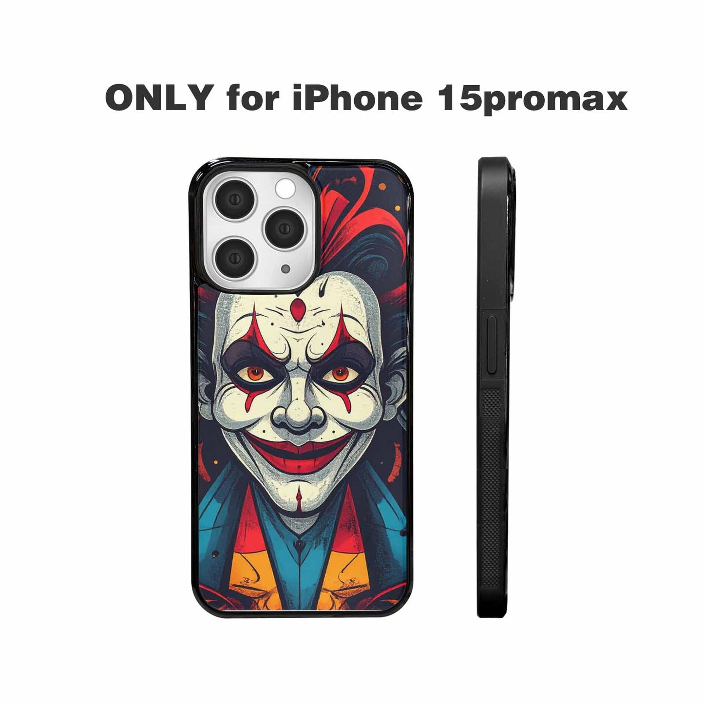 iPhone 15 Pro Max Case — Evil Circus Heads Faces Overlapping Patterns, Personalized Phone Case