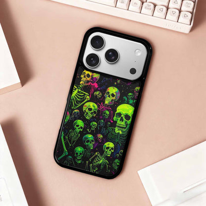 iPhone 17 Pro Case — Skeletons Neon Green Glow Skeletons Original, Custom Art Phone Cover