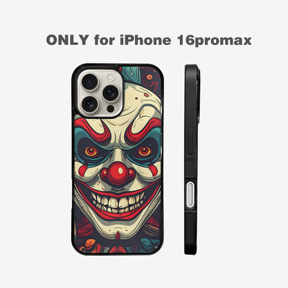 iPhone 16 Pro Max Case — Evil Circus Heads Faces Overlapping Patterns, Custom Made Phone Cover