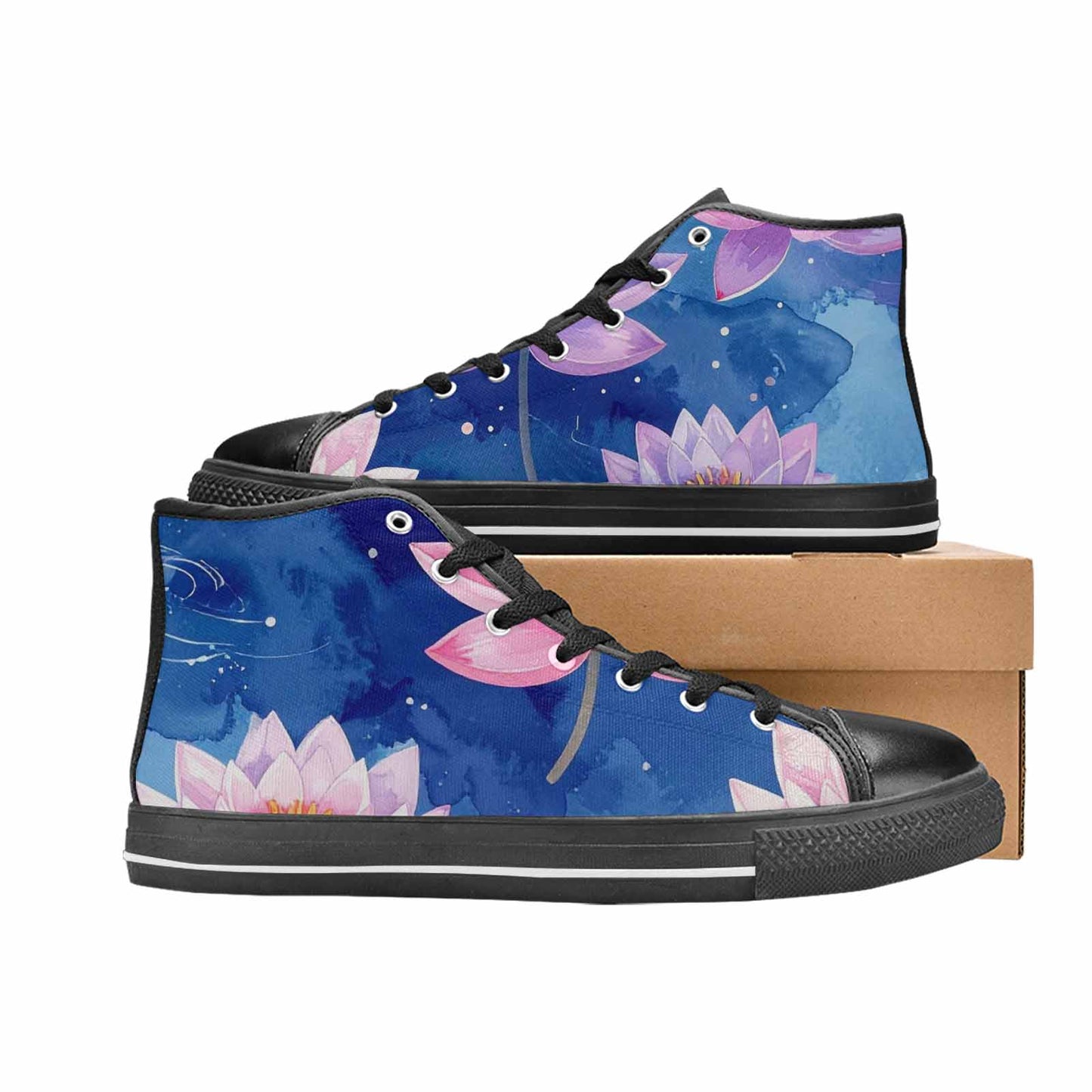MEN'S Water Lilies Impressionist High Top Canvas Surreal Shoes