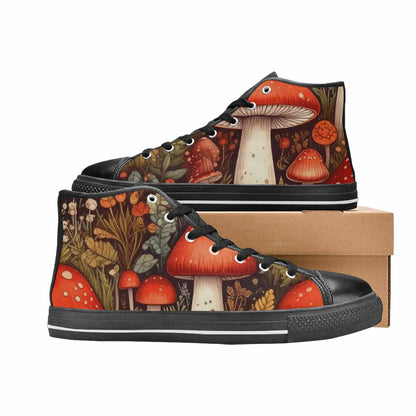 MEN'S Mushroom High Top Canvas Dark Academia Custom Sneakers