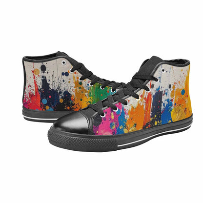 WOMEN'S Paint Splatter High Top Canvas Wallpaper Art Shoes