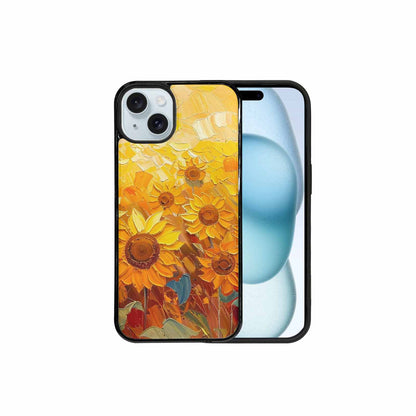 iPhone 15 Plus Case — Impressionist Sunflower Brushstroke Pattern Hundreds Of, Custom Art Phone Cover