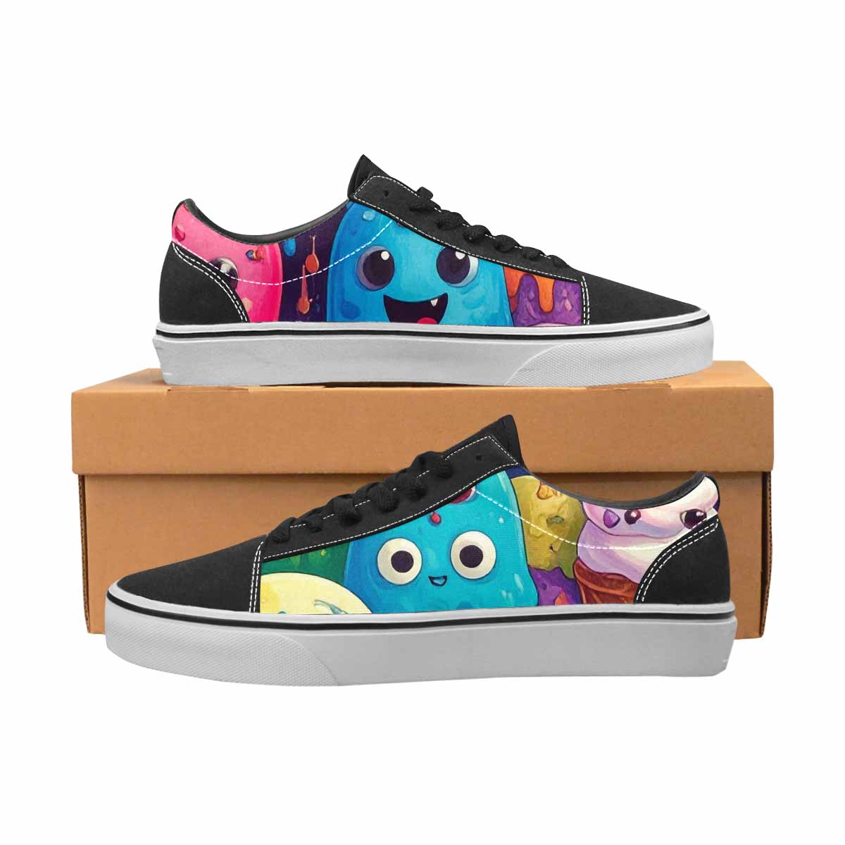 WOMEN'S Melting Ice Cream Monster Lace-Up Canvas Vivid Custom Sneakers