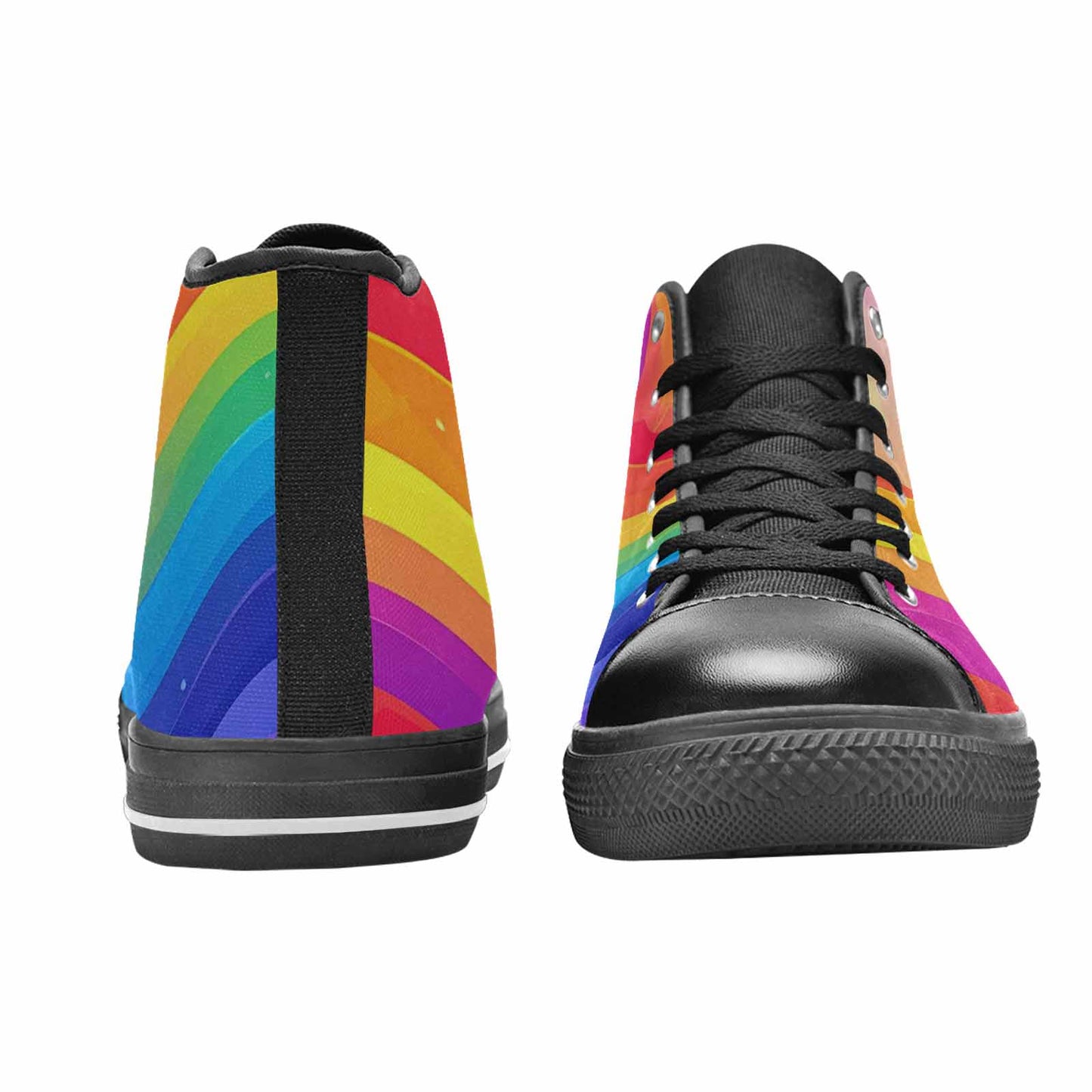 WOMEN'S Rainbow Pride High Top Canvas Vibrant Chaos Custom Sneakers