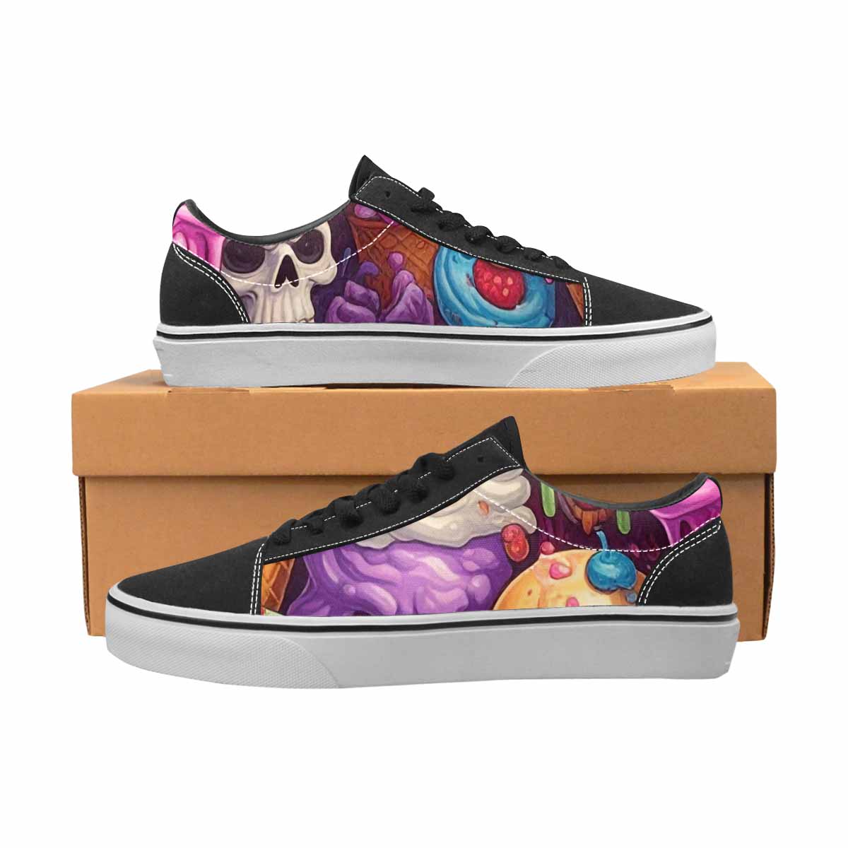 WOMEN'S Ice Cream Monsters  Lace-Up Canvas Dreamlike Custom Shoes