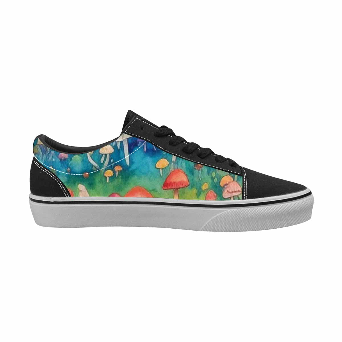 WOMEN'S Mushrooms  Tie Dye Lace-Up Canvas Vibrant Chaos Custom Sneakers
