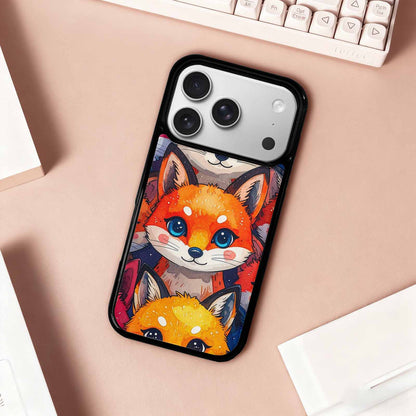iPhone 17 Pro Case — Watercolor Kawaii Fox Faces Watercolor Abstract, Custom Print Case Cover