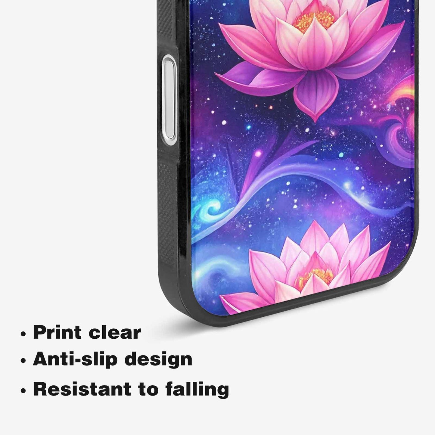 iPhone 16 Case — Lotus Galaxy Art Seamless Pattern Vibrant, Custom Printed Phone Case