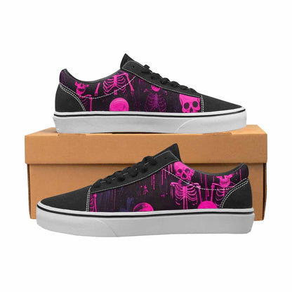 WOMEN'S Skeletons  Neon Pink Lace-Up Canvas Neon Fantasy Shoes