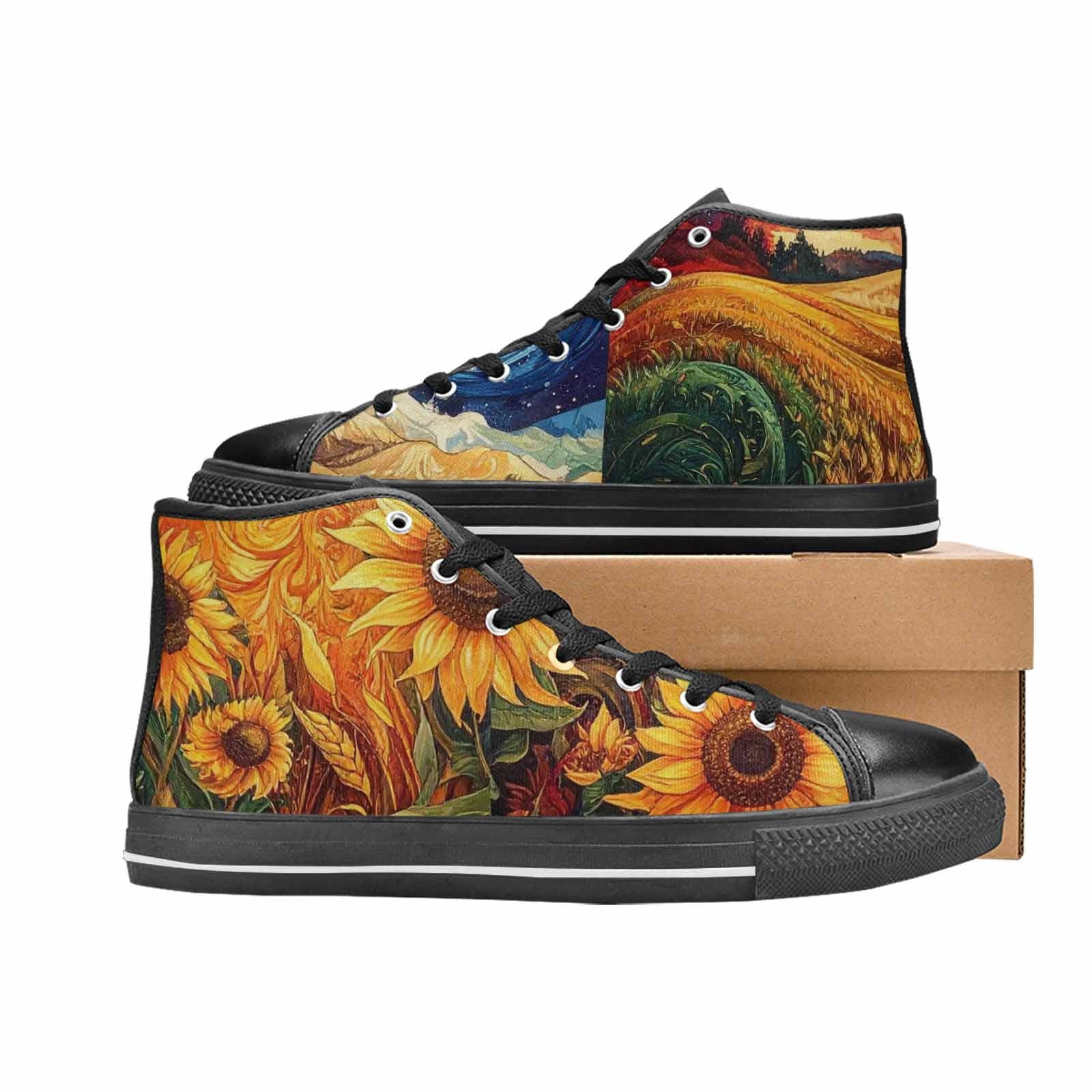 MEN'S Van Gogh-Style Swirl High Top Canvas Vivid Shoes