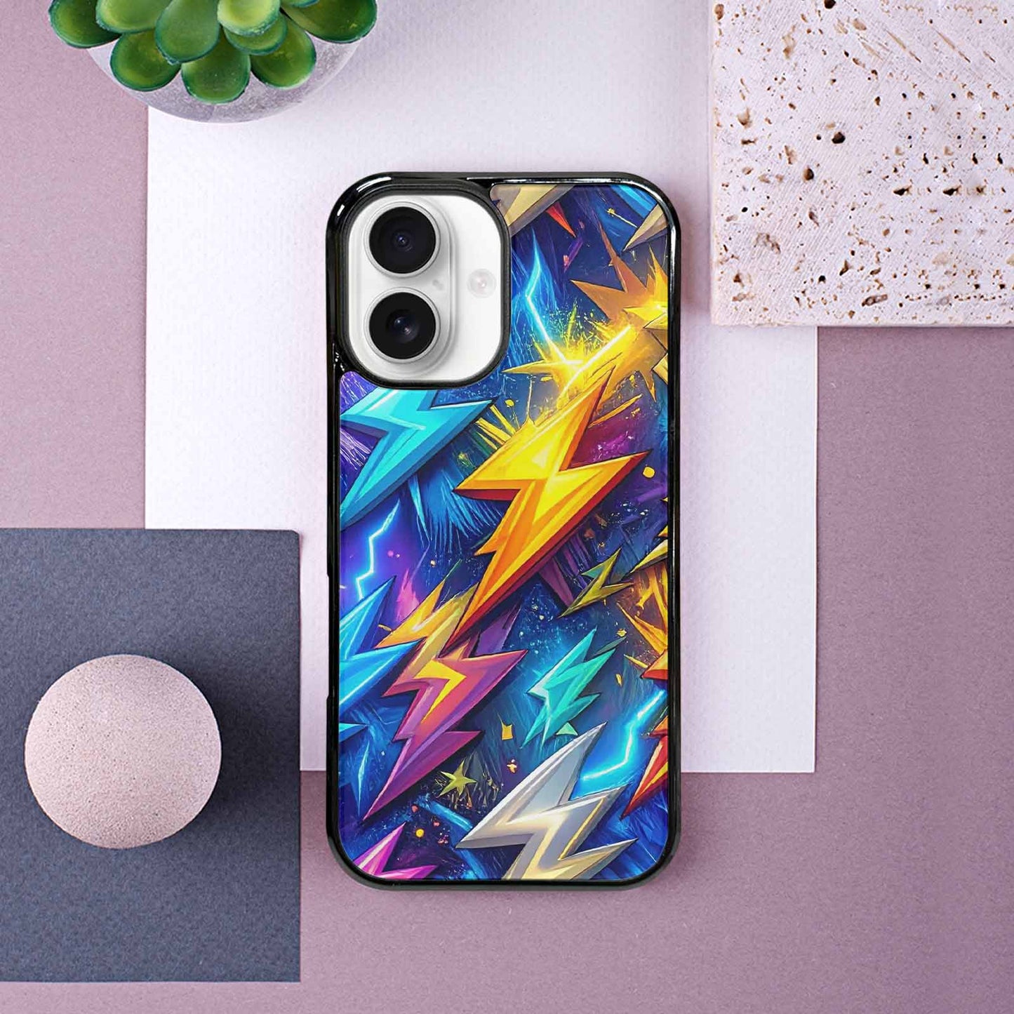 iPhone 16 Case — Lightning Bolt Storm Pattern Hundreds Of, Original Design Phone Case