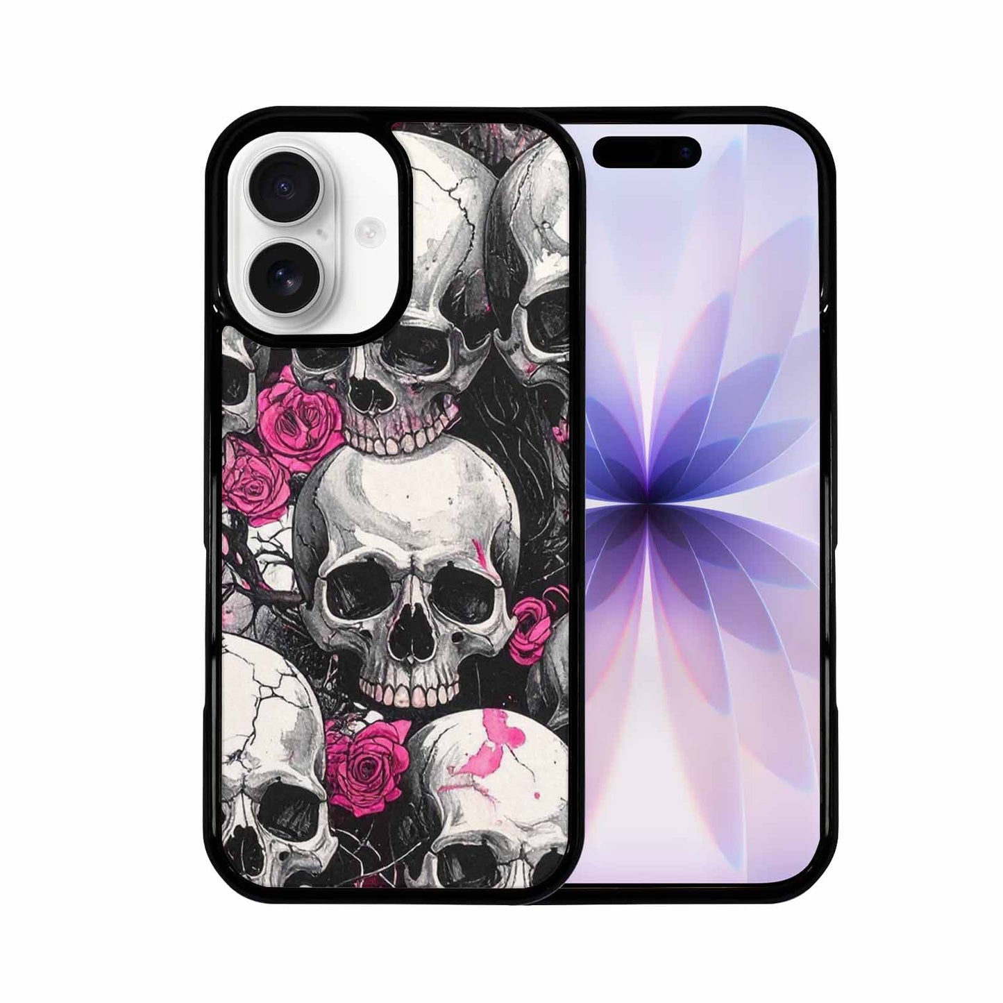 iPhone 17 Case — Black &amp; Pink Ink Gothic Skulls, Custom Phone Case