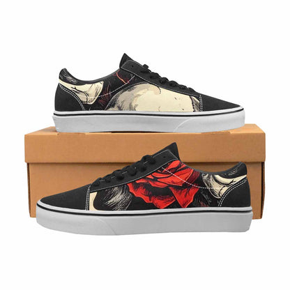 WOMEN'S Skulls Roses Bold Pen Ink Canvas Lace-Up Cottagecore Sneakers