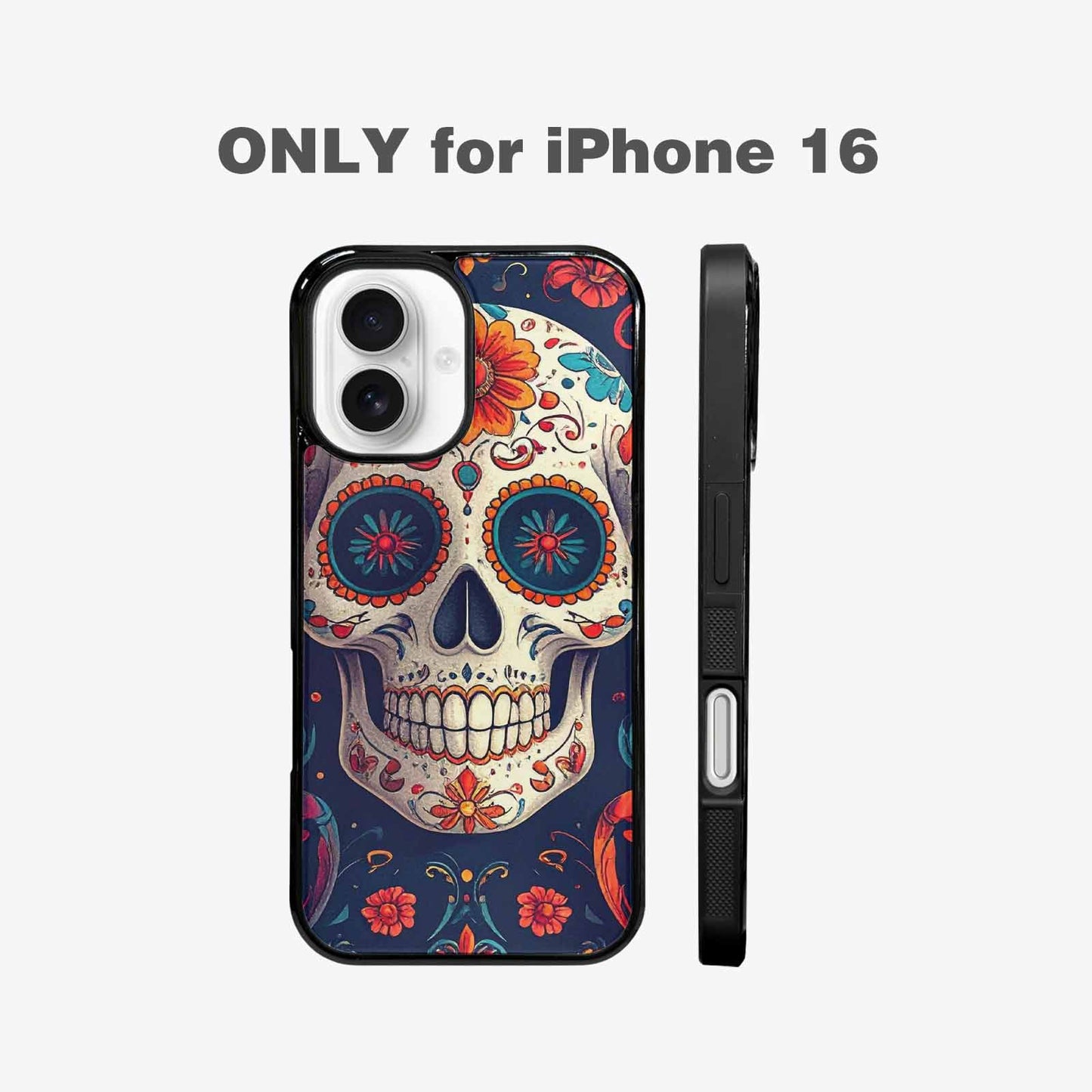 iPhone 16 Case — Day Dead Sugar Skull Art 100s, Unique Phone Case Design
