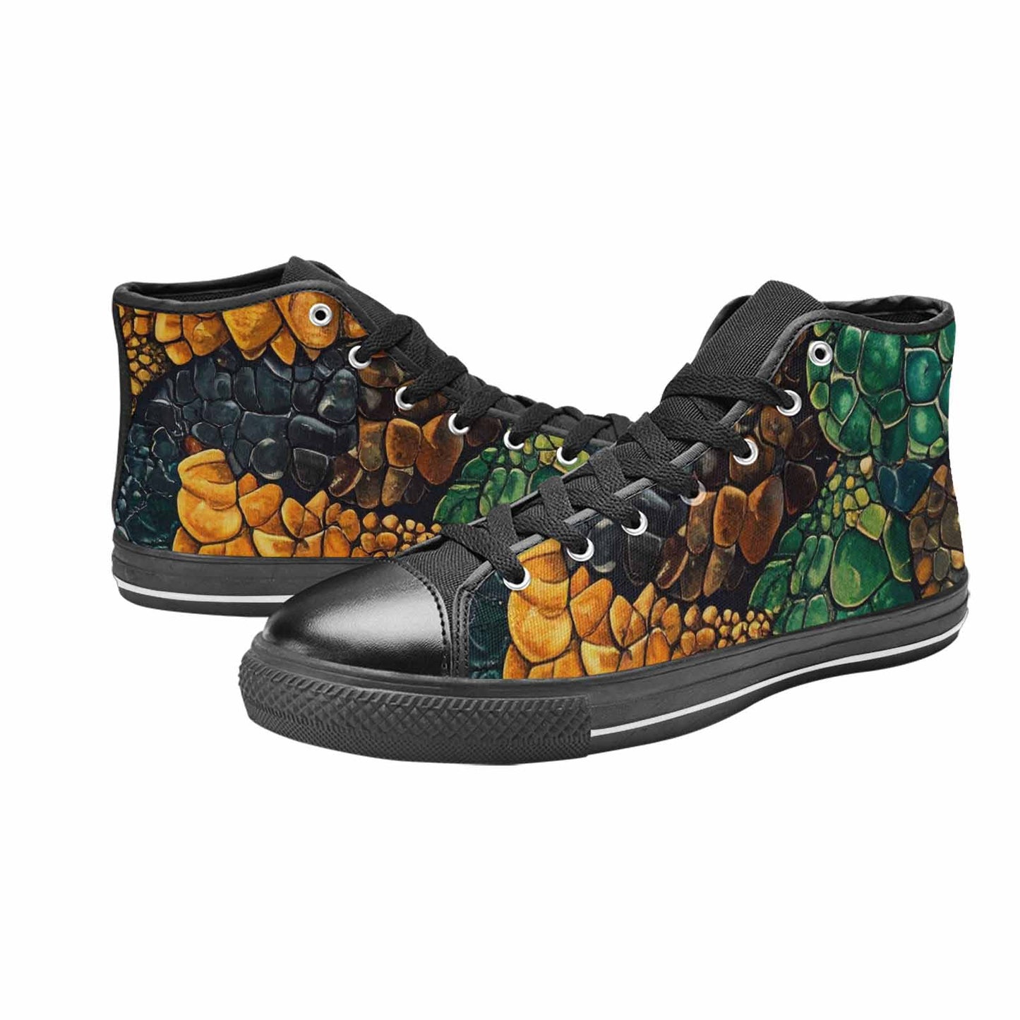 MEN'S Snake Skin Reptile High Top Canvas Wallpaper Art Shoes