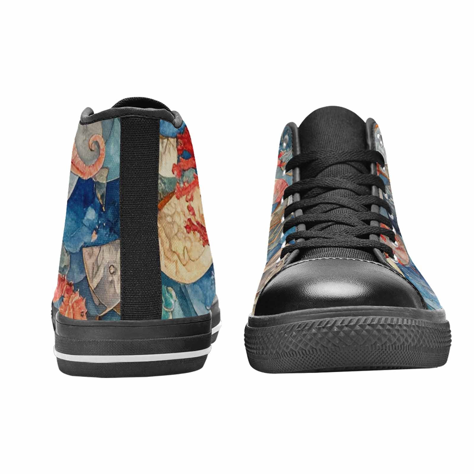 MEN'S Fish Scale Coral High Top Canvas Vivid Custom Sneakers