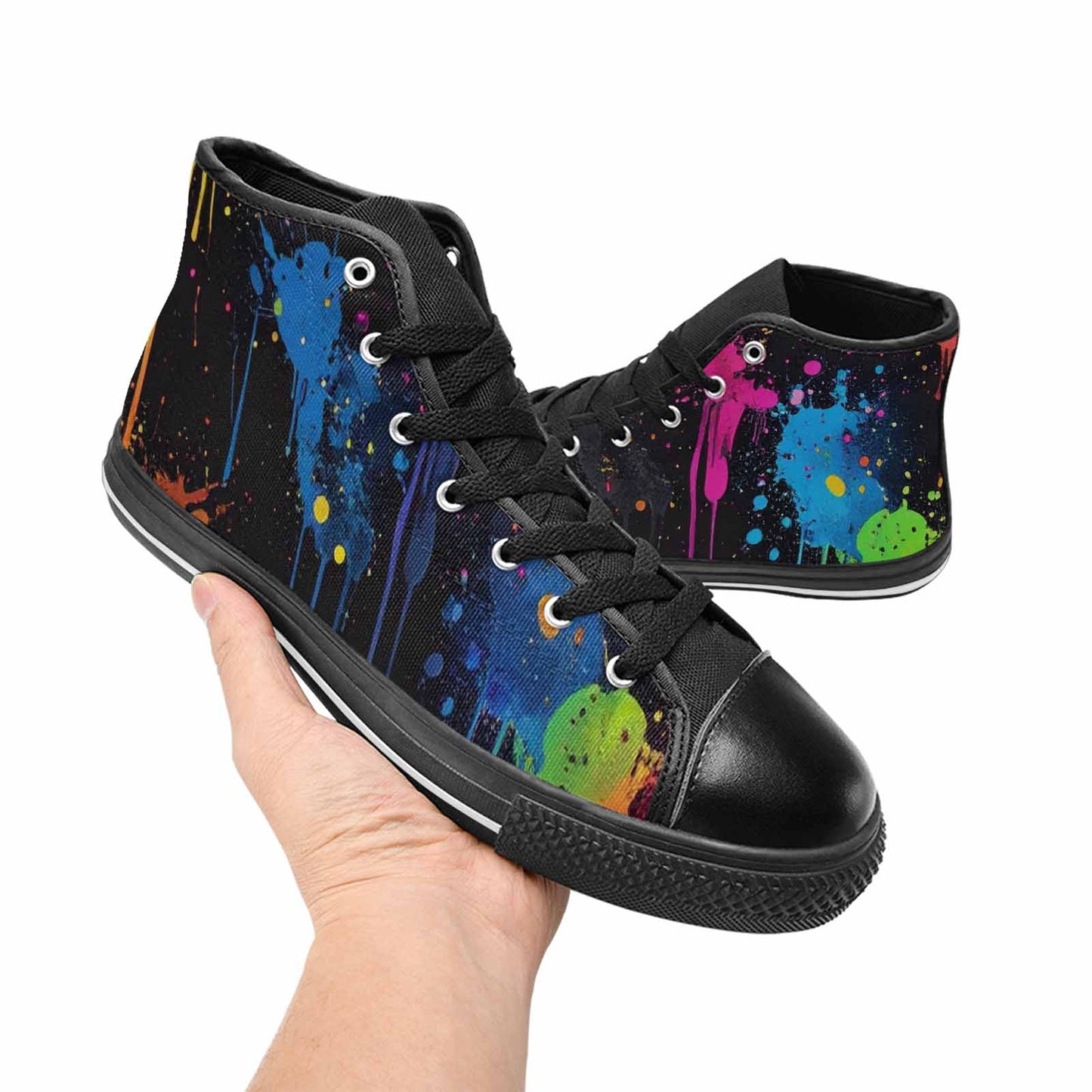 WOMEN'S Paint Splatter High Top Canvas Wallpaper Art Custom Shoes