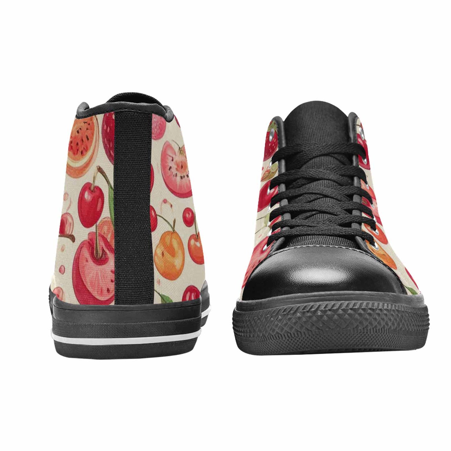 WOMEN'S Cherry Fruit Print High Top Canvas Wallpaper Art Sneakers