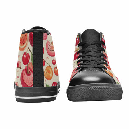 WOMEN'S Cherry Fruit Print High Top Canvas Wallpaper Art Sneakers