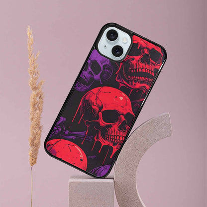 iPhone 15 Plus Case — Red Purple Skeletons Neon Drip Melting, Custom Art Phone Cover
