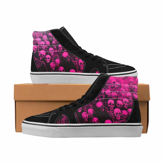 MEN'S Skulls Neon Pink Glow High Top Canvas Personalized Wallpaper Art Custom Kicks