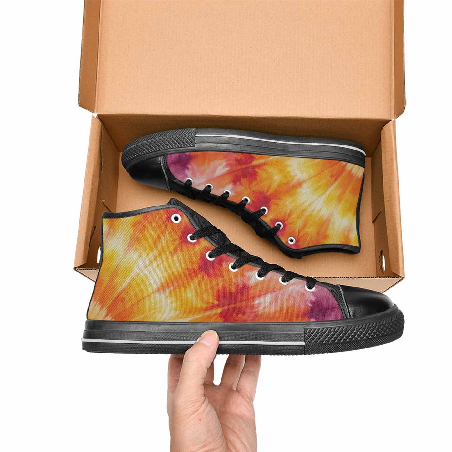 WOMEN'S Ombre Tie Dye Warm High Top Canvas Cottagecore Custom Sneakers