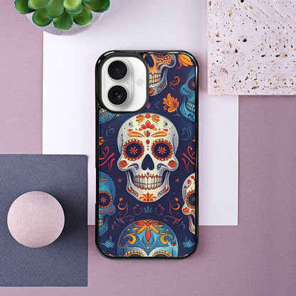 iPhone 16 Case — Day Dead Sugar Skull Art 100s, Customized Protective Case