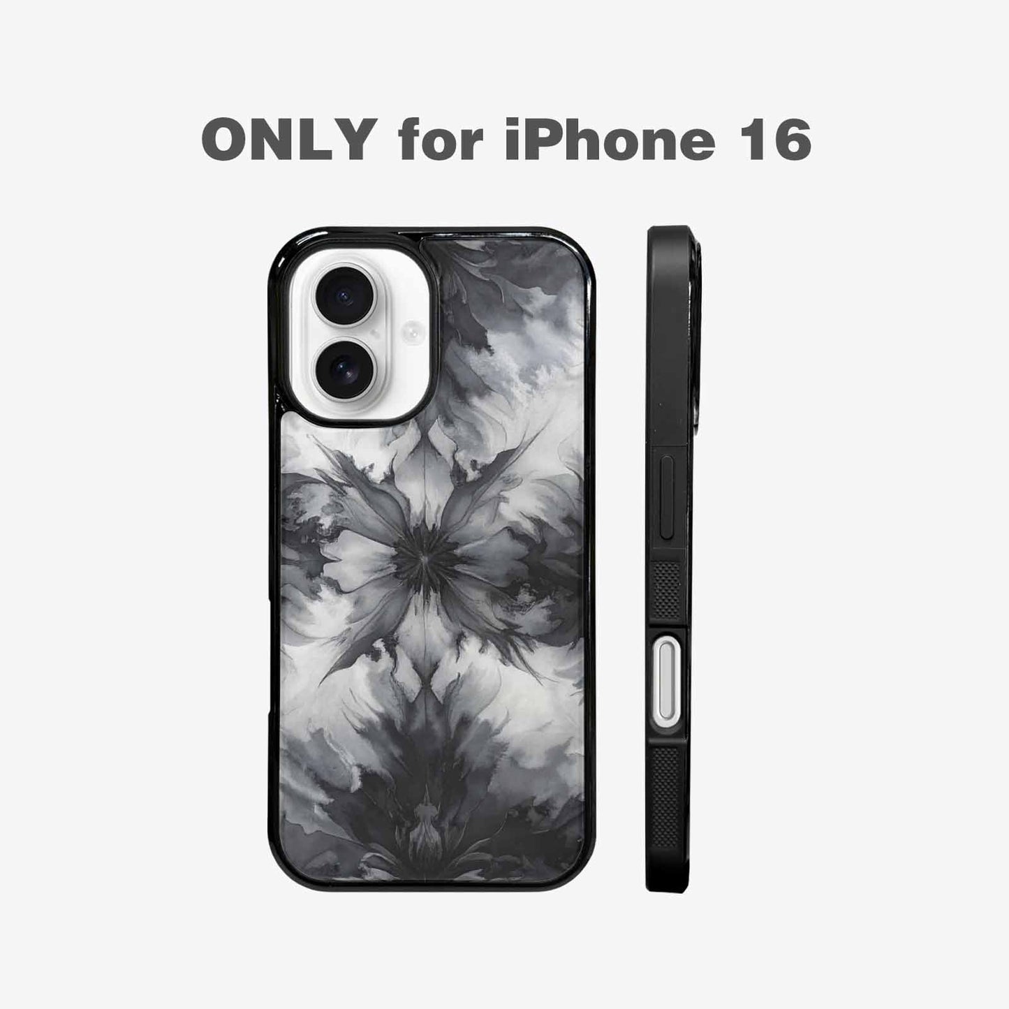iPhone 16 Case — Tie Dye Black And Gray Blended, Customized Protective Case