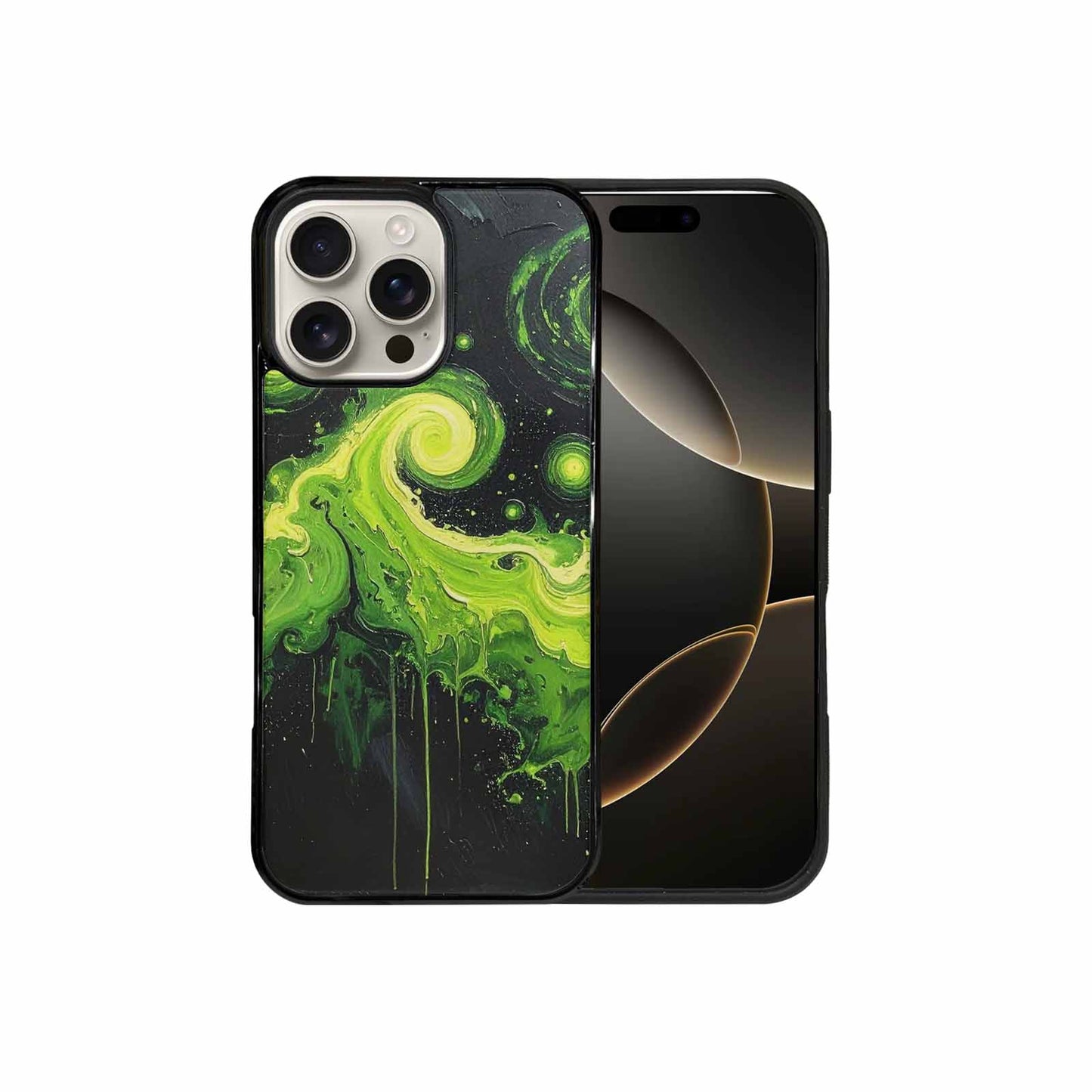 iPhone 16 Pro Max Case — Melting Galaxy Acid Green, Custom Printed Phone Case