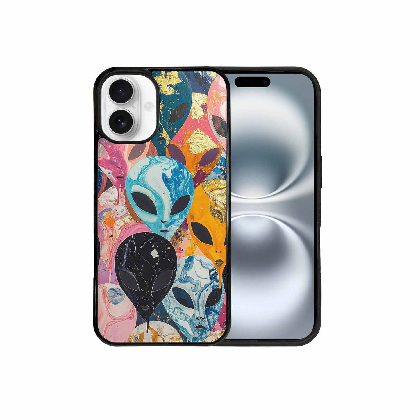 iPhone 16 Plus Case — Aliens Marblealiens Pattern Doe, Original Design Phone Case