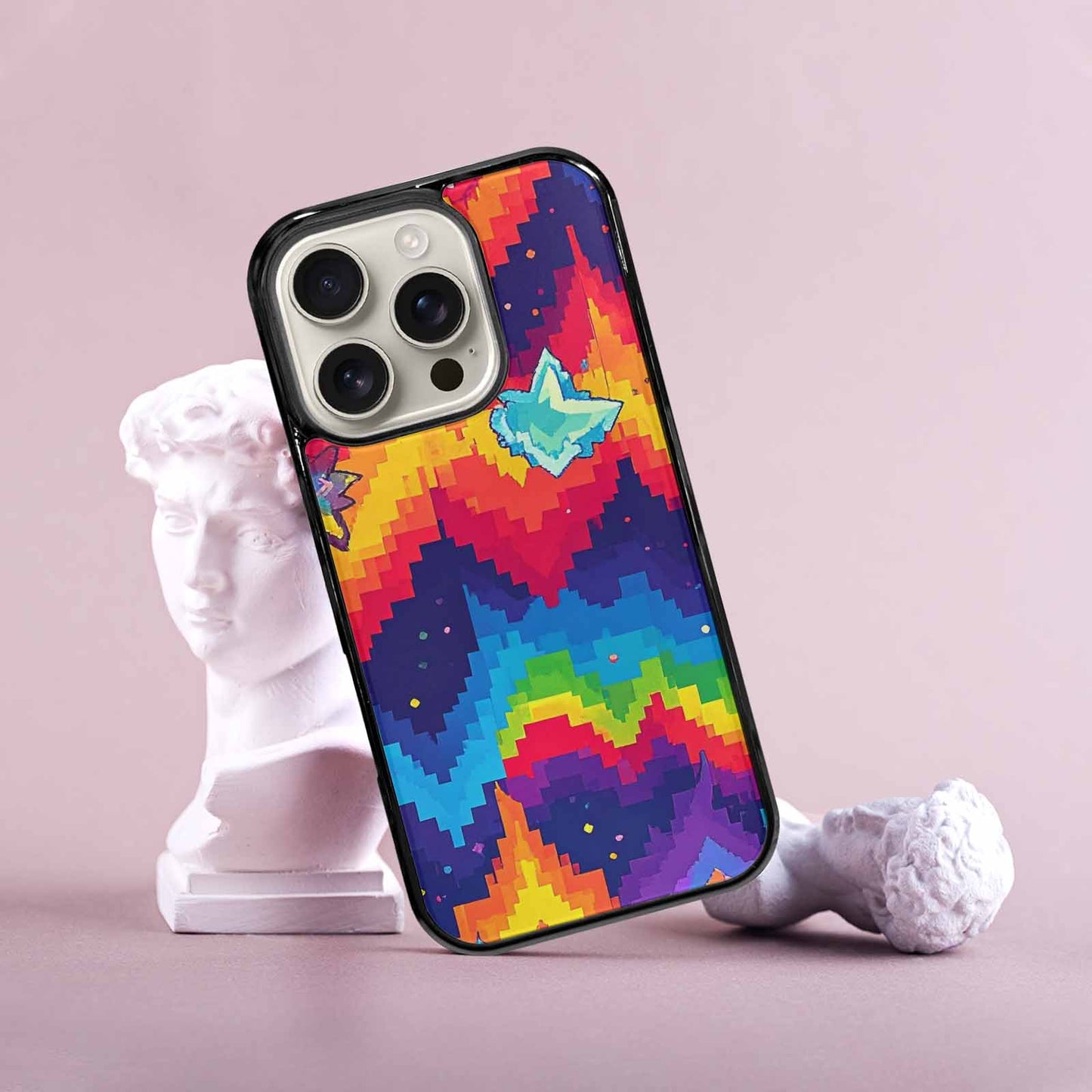 iPhone 16 Pro Case — Pixel Art 8 Bit Burst Pattern, Custom Designed Case Cover