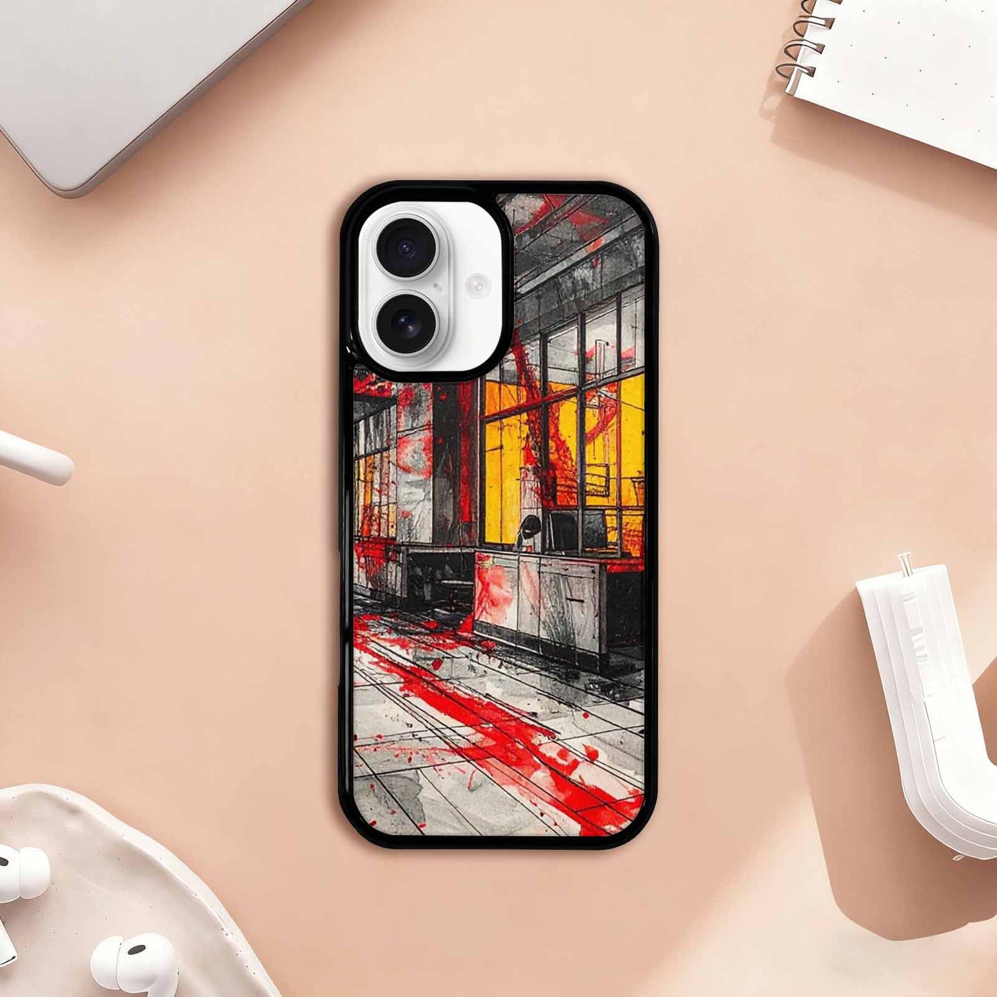 iPhone 17 Case — Black &amp; Red Ink Galaxy Space, Custom Print Case Cover
