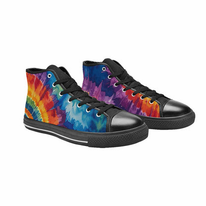 WOMEN'S Tie Dye Swirl Circles High Top Canvas Wallpaper Art Shoes