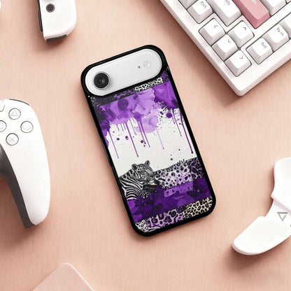 iPhone 17 Air Case — Black Purple Ink Animal Print Animal, Custom Designed Case Cover