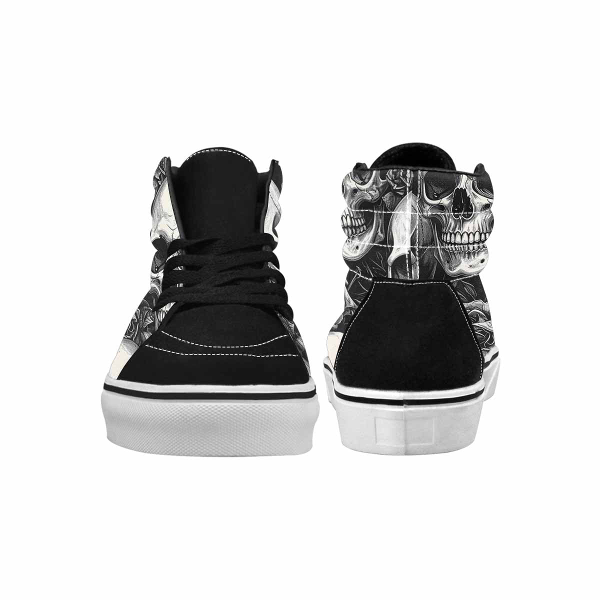 WOMEN'S Skulls Roses Black Ink High Top Canvas Dreamcore Custom Shoes