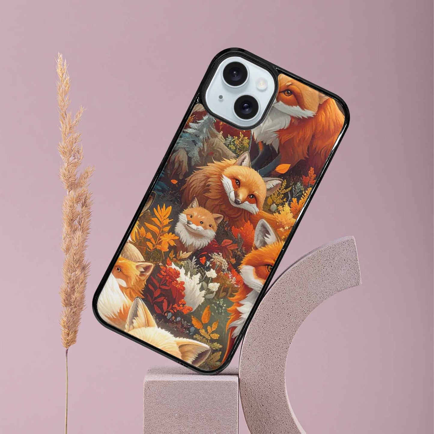 iPhone 15 Plus Case — Fox Forest Fox Forest Pattern Hundreds, Custom Designed Case Cover