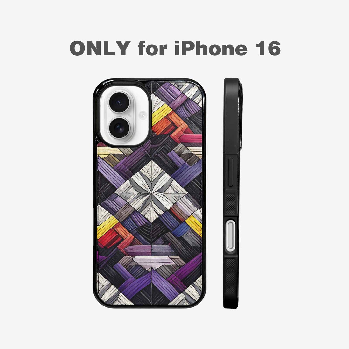 iPhone 16 Case — Asexual Flag Color Theme Small Rainbow, Custom Art Phone Cover