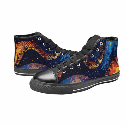 WOMEN'S Galaxy Snake Print High Top Canvas Vivid Custom Sneakers