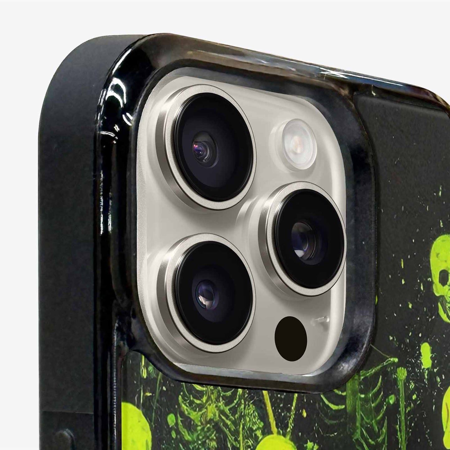 iPhone 15 Pro Max Case — Skeletons Neon Green Glow Skeletons Pattern, Unique Phone Case Design