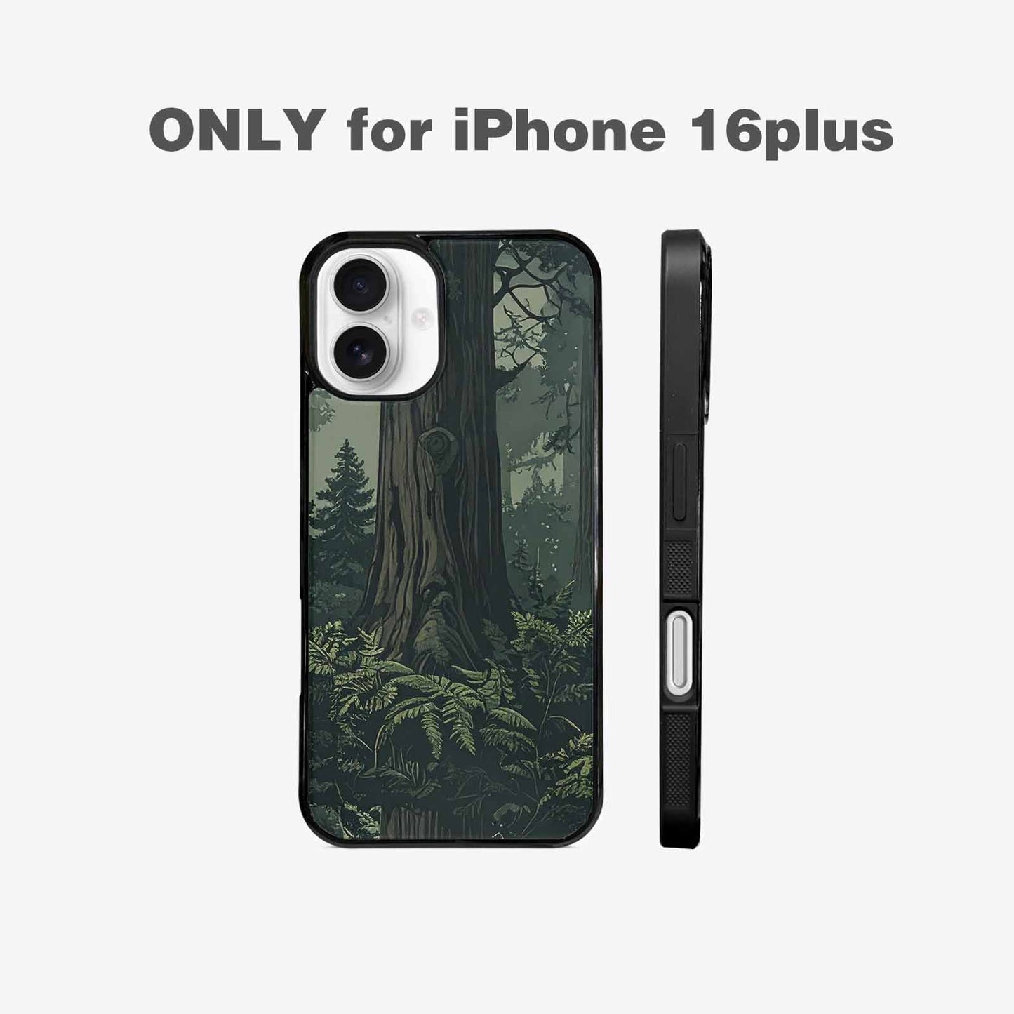 iPhone 16 Plus Case — Seamless Pattern Ancient Redwood Forest Giant, Custom Art Phone Cover