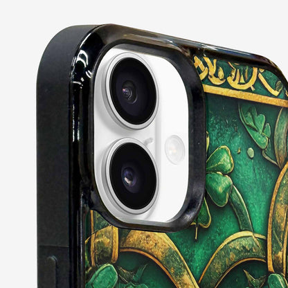 iPhone 16 Plus Case — Irish Celtic Knot Pattern Shamrocks Seamless, Personalized Phone Case
